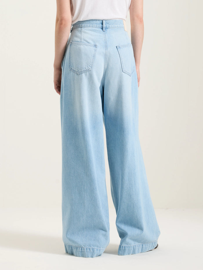 Bellerose Jean Super Large En Denim Bleu Clair Délavé Pour Femmes