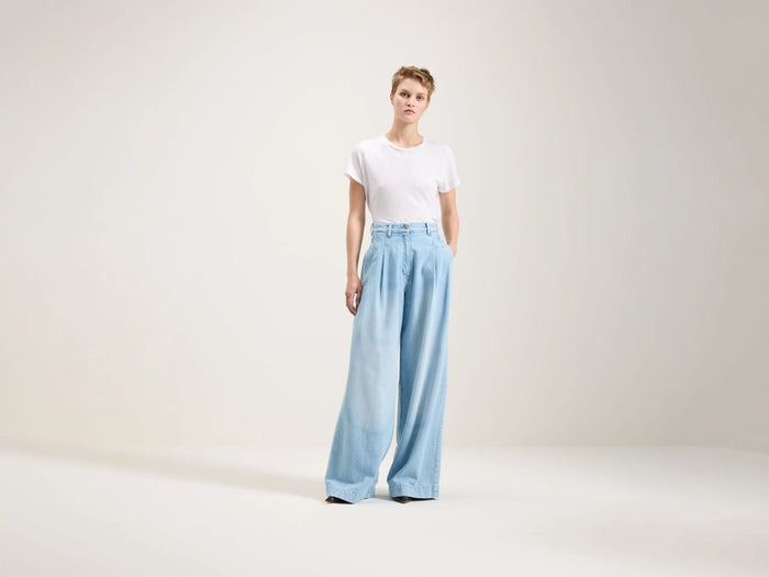 Bellerose Jean Super Large En Denim Bleu Clair Délavé Pour Femmes