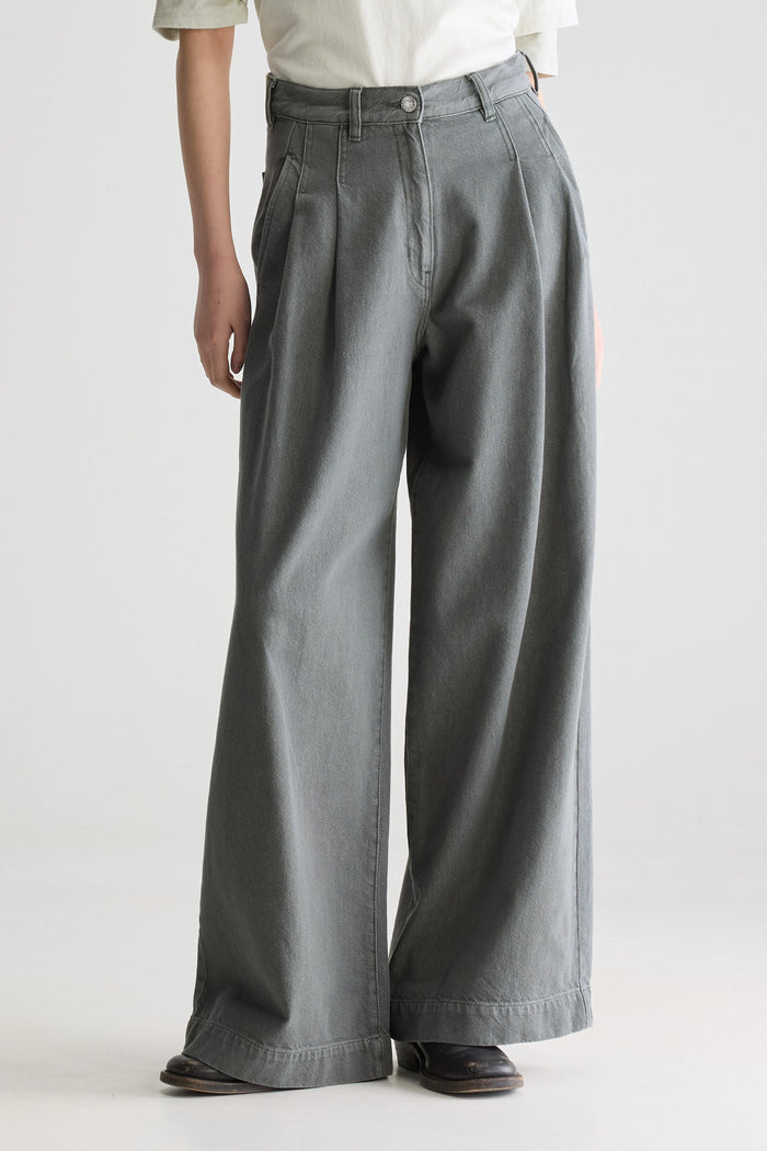 Bellerose Jean Taille Haute Plissé Olive Pour Femmes