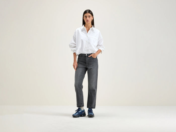 Bellerose Jean taille mi-haute en denim noir délavé pour femmes