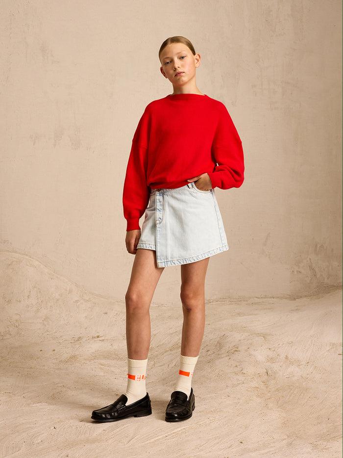 Bellerose Jupe Portefeuille En Jean Bleue Pour Filles