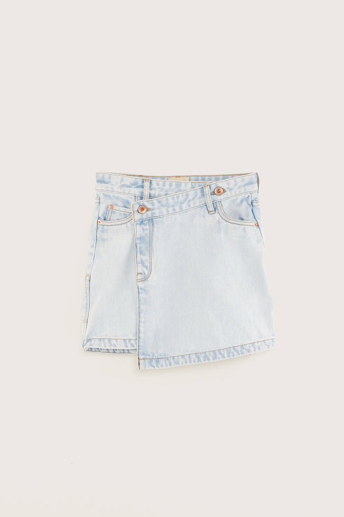 Bellerose Jupe Portefeuille En Jean Bleue Pour Filles