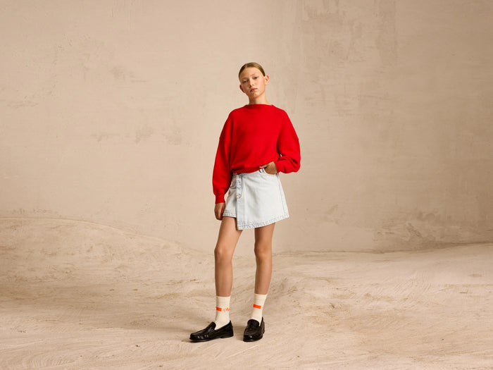 Bellerose Jupe portefeuille en jean bleue pour filles