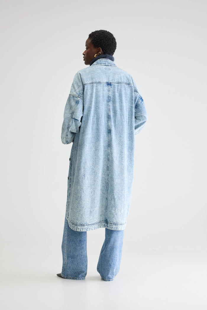 Bellerose Long Trench Bleu Denim Oversize Pour Femmes