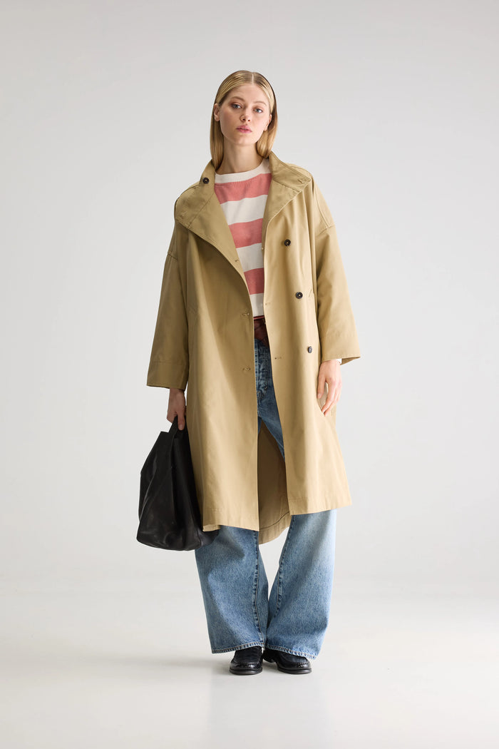 Bellerose Long Trench Marron Clair Oversize Pour Femmes