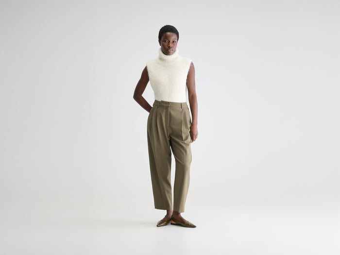 Bellerose Pantalon ajusté taille haute vert pour femmes