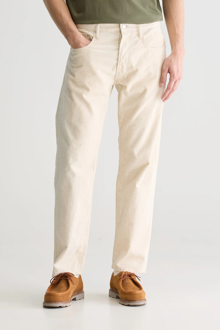 Bellerose Pantalon Droit Beige En Velours Pour Homme