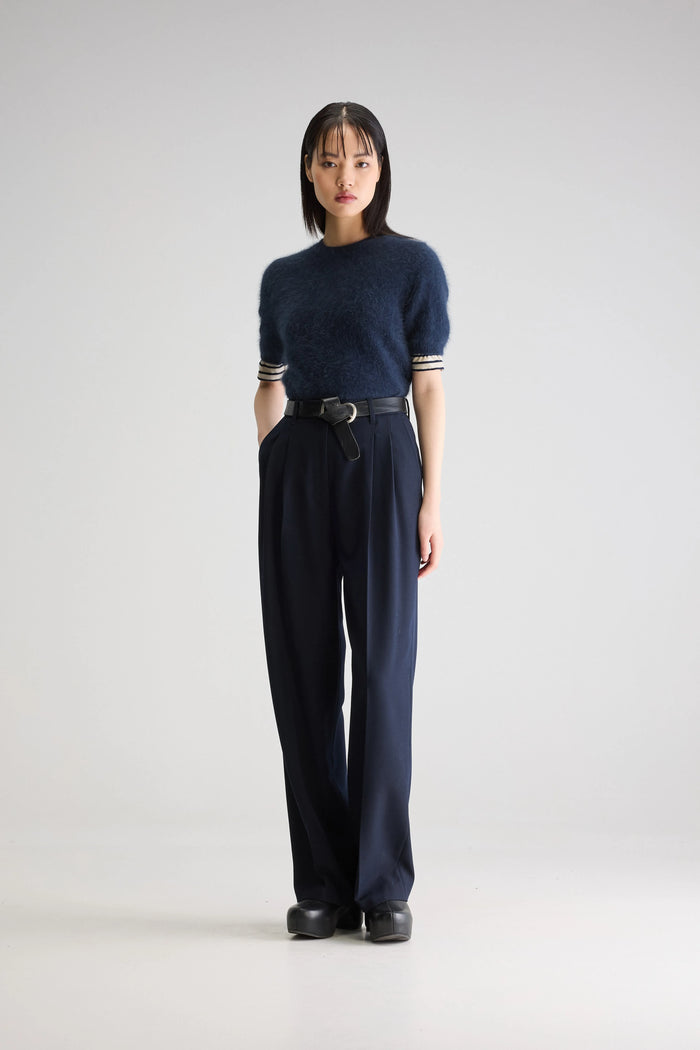 Bellerose Pantalon En Sergé Bleu Ajusté Pour Femmes