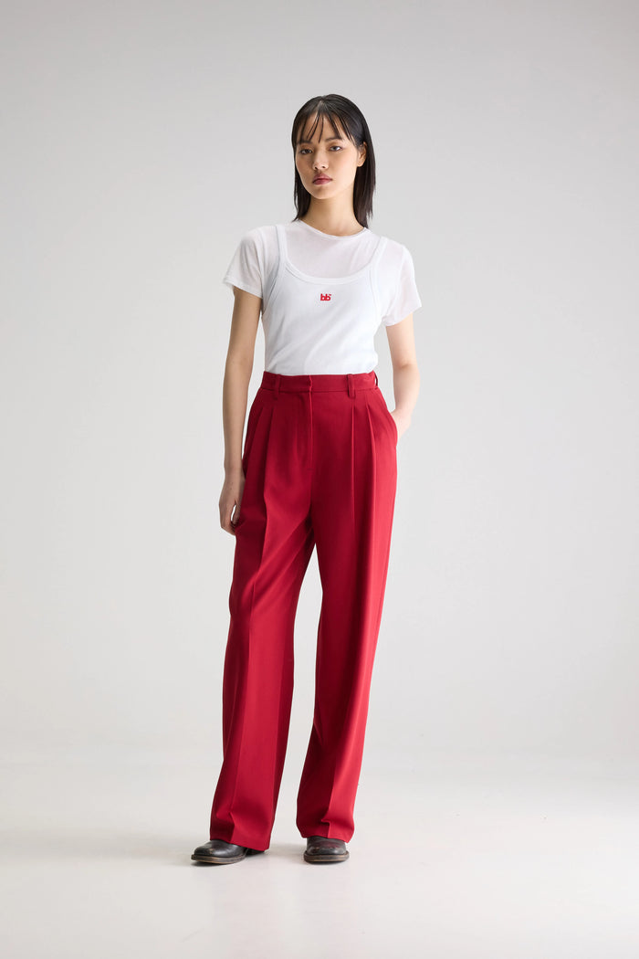 Bellerose Pantalon En Sergé Rouge Ajusté Pour Femmes