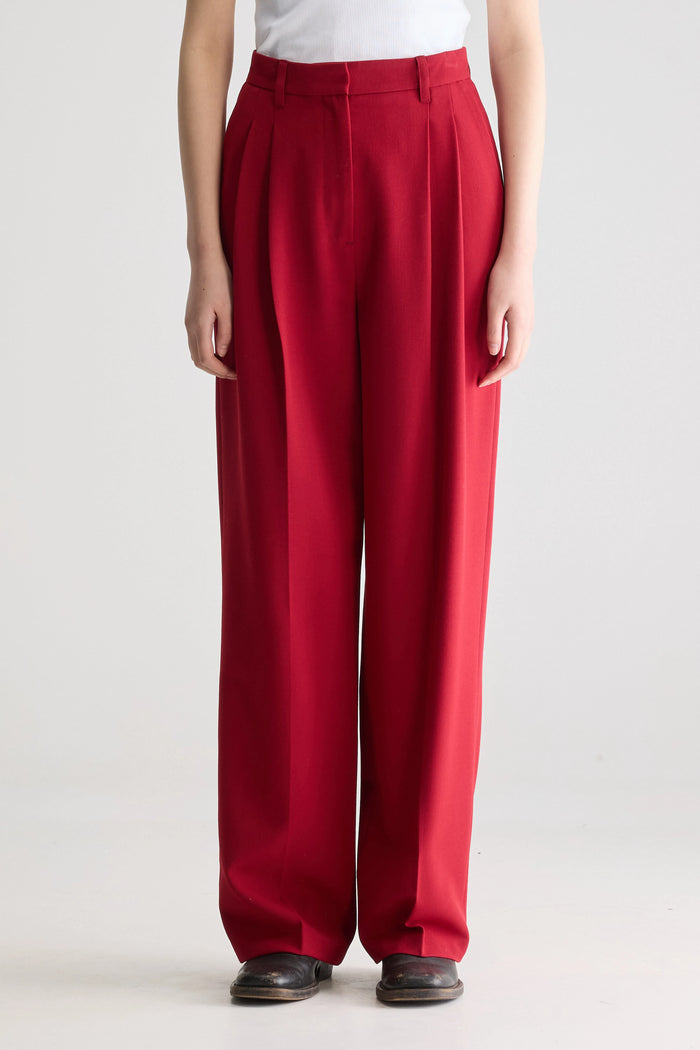 Bellerose Pantalon En Sergé Rouge Ajusté Pour Femmes