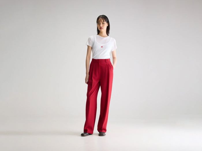 Bellerose Pantalon en sergé rouge ajusté pour femmes
