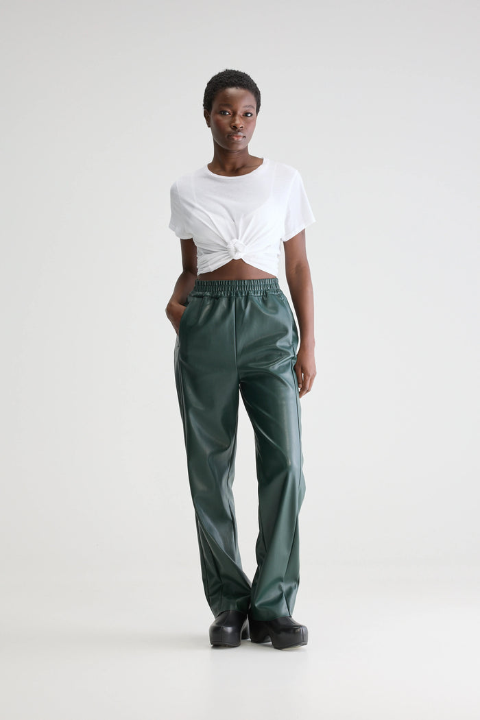 Bellerose Pantalon En Simili Cuir Vert Foncé Pour Femmes