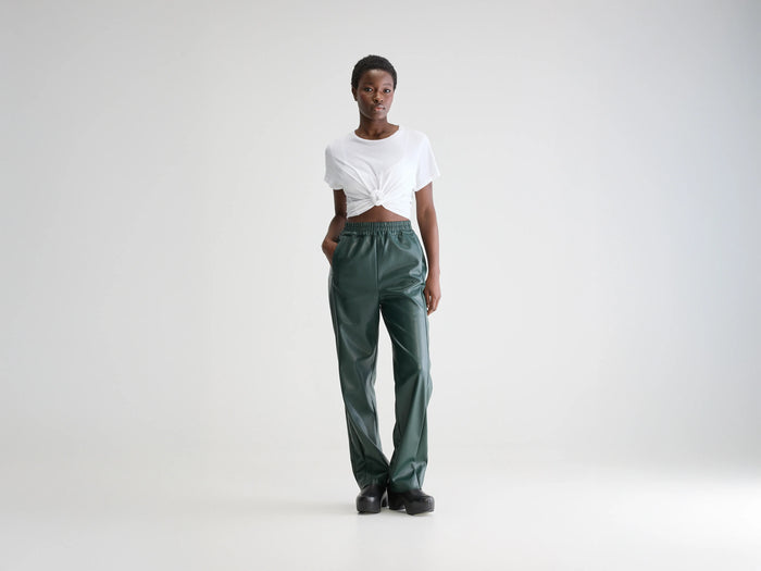 Bellerose Pantalon en simili cuir vert foncé pour femmes