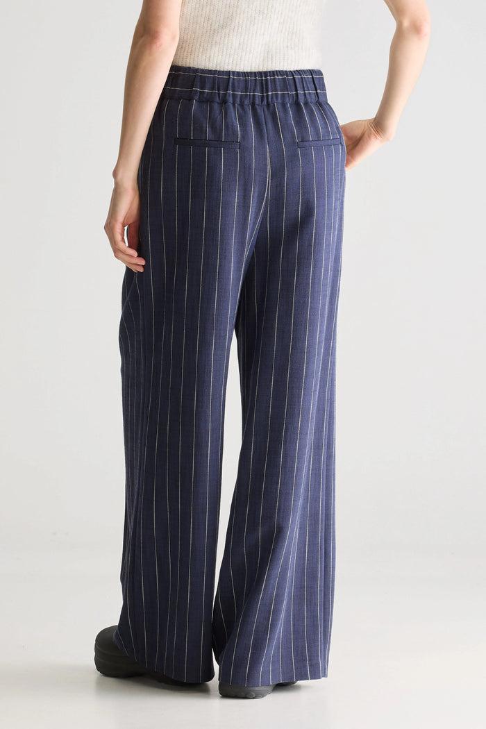 Bellerose Pantalon Large à Rayures Bleu Marine Pour Femmes