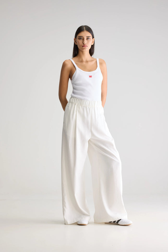 Bellerose Pantalon Large Taille Haute Blanc Pour Femmes