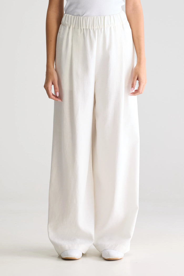 Bellerose Pantalon Large Taille Haute Blanc Pour Femmes