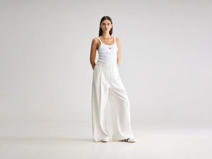 Bellerose Pantalon Large Taille Haute Blanc Pour Femmes