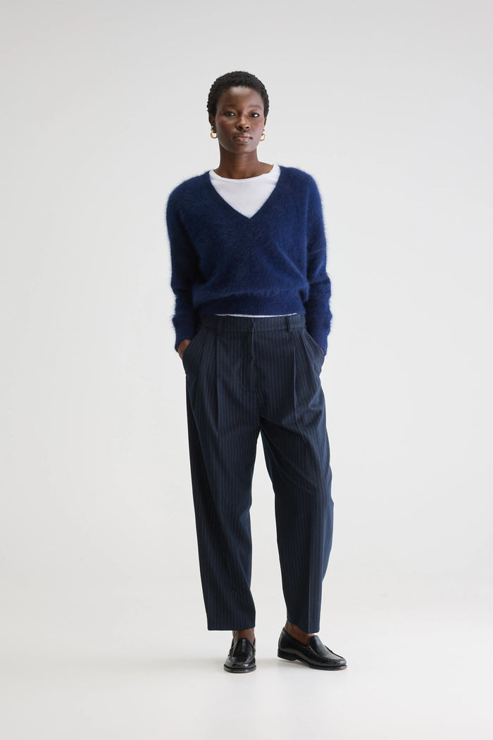 Bellerose Pantalon Taille Haute Bleu Marine Pour Femmes