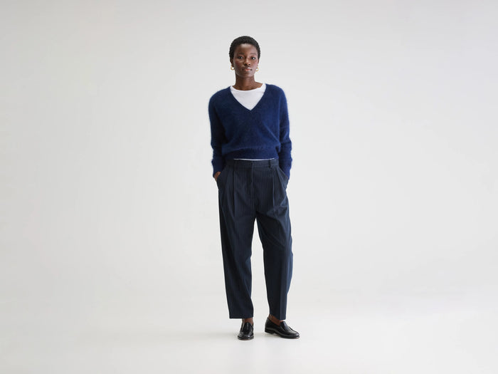 Bellerose Pantalon taille haute bleu marine pour femmes