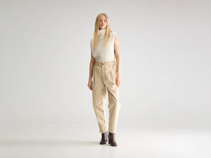 Bellerose Pantalon Taille Paperbag Beige Pour Femmes