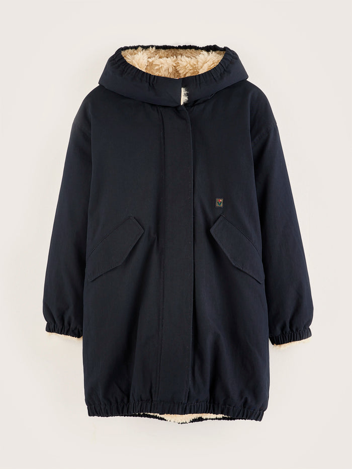 Bellerose Parka Bleu Marine Avec Doublure En Fausse Fourrure Pour Filles