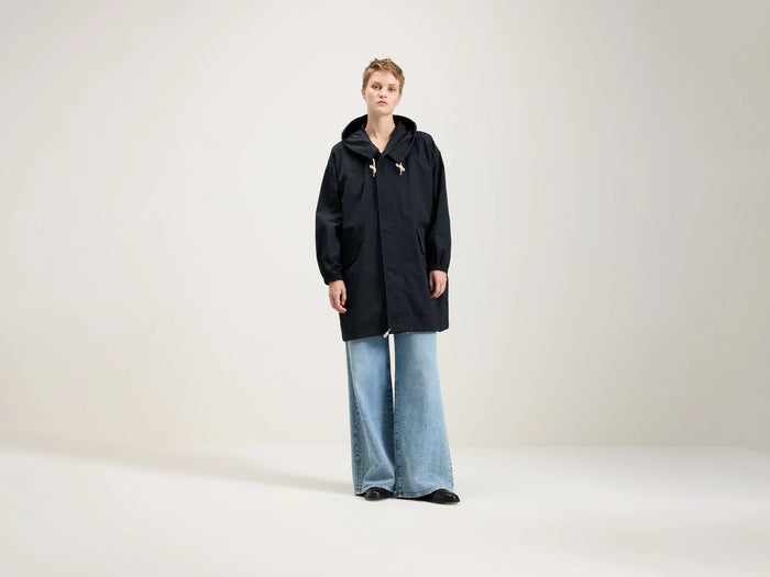 Bellerose Parka bleue marine avec doublure en fausse fourrure pour femmes