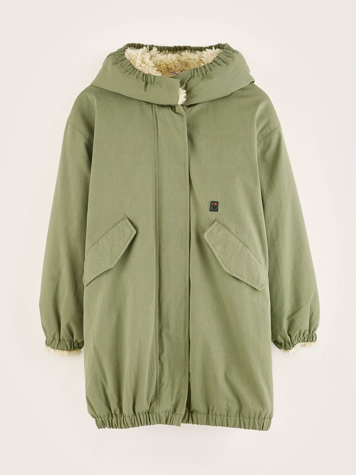 Bellerose Parka Verte Avec Doublure En Fausse Fourrure Pour Filles
