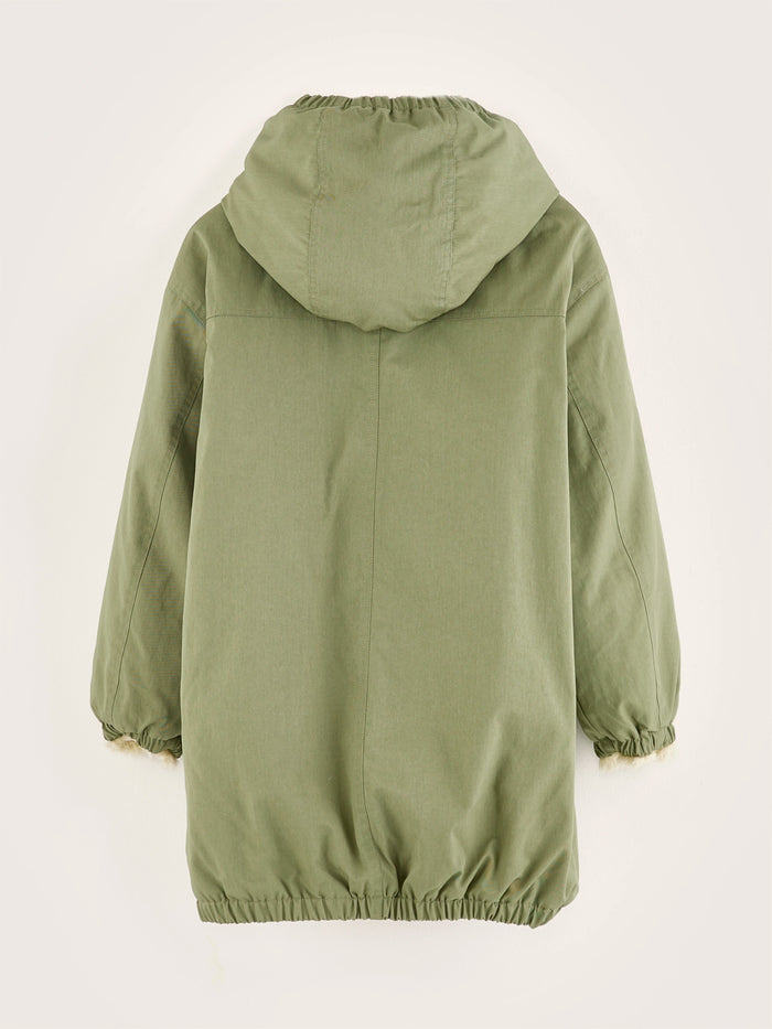 Bellerose Parka Verte Avec Doublure En Fausse Fourrure Pour Filles