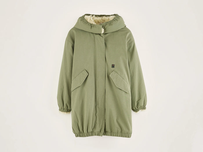 Bellerose Parka verte avec doublure en fausse fourrure pour filles