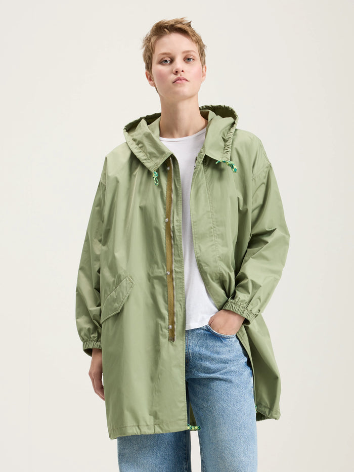Bellerose Parka Verte Claire Avec Doublure En Fausse Fourrure Pour Femmes