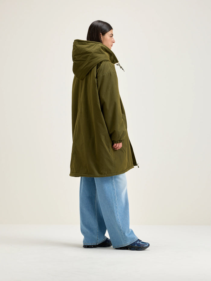 Bellerose Parka Verte Olive Avec Doublure En Fausse Fourrure Pour Femmes