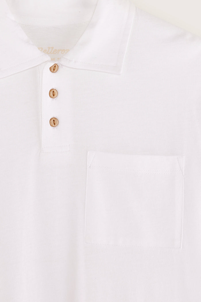 Bellerose Polo Blanc à Manches Courtes Pour Garçons