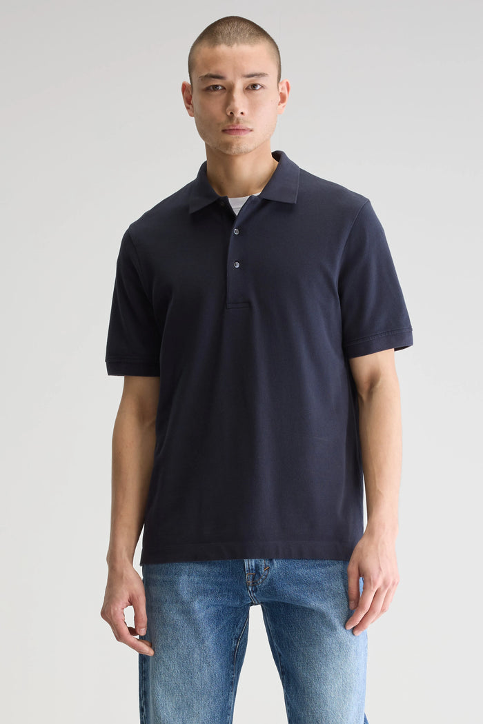 Bellerose Polo Bleu Marine Manches Courtes Pour Homme