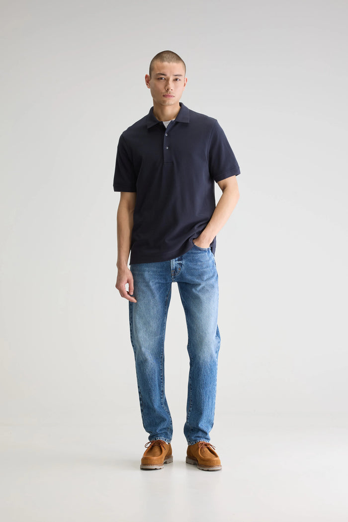 Bellerose Polo Bleu Marine Manches Courtes Pour Homme