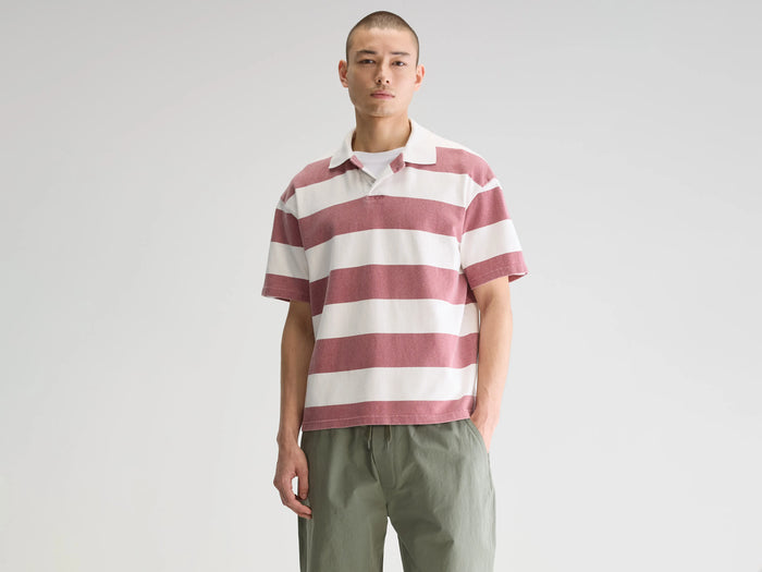 Bellerose Polo rayé rouge à manches courtes pour homme