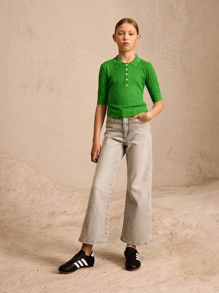 Bellerose Polo Tricot Vert à Manches Courtes Pour Filles