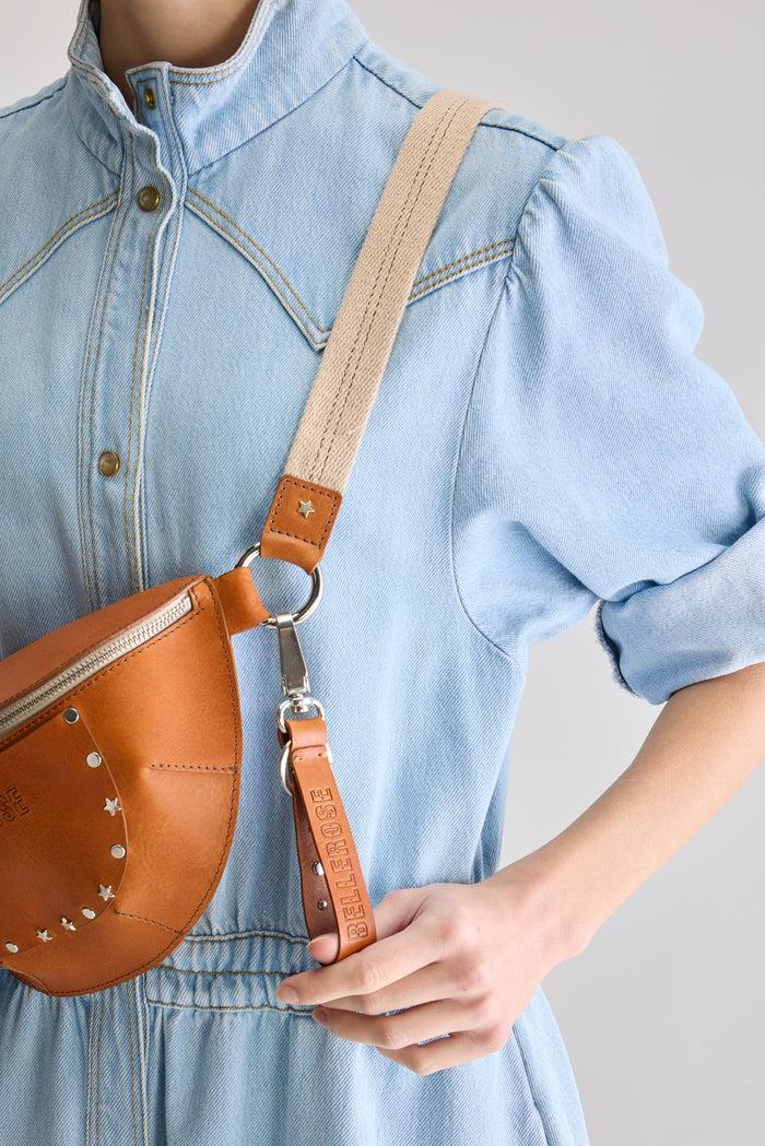 Bellerose Porte-clés En Cuir Marron Clouté Pour Femmes