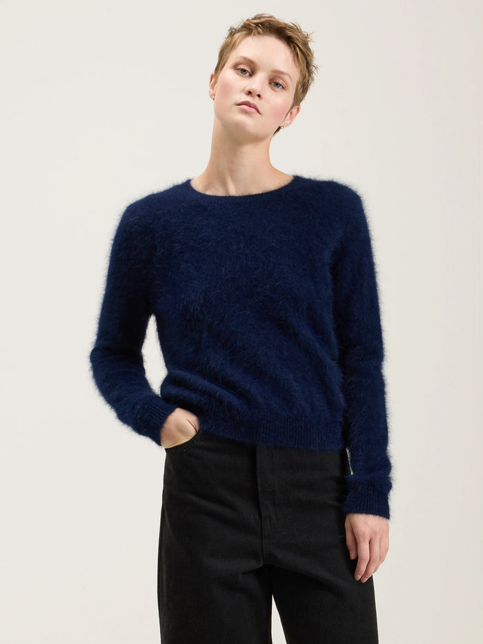 Bellerose Pull Classique En Angora Bleu Marine Pour Femmes