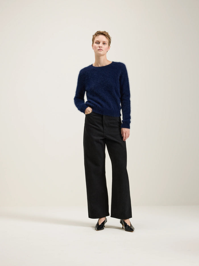 Bellerose Pull Classique En Angora Bleu Marine Pour Femmes