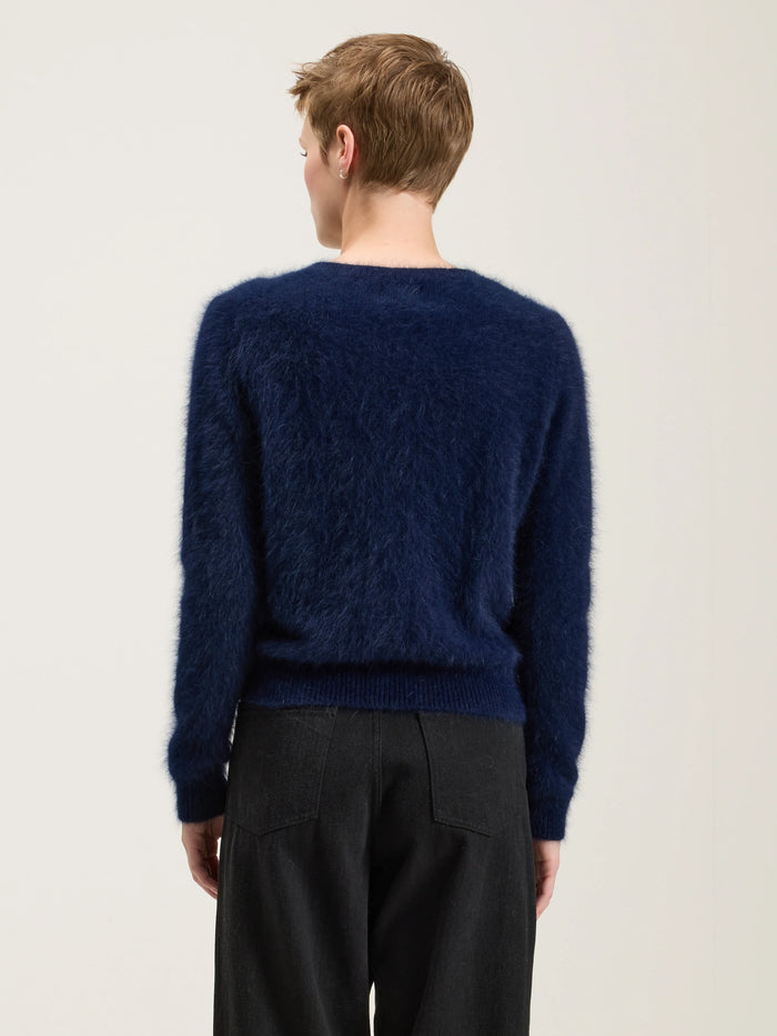Bellerose Pull Classique En Angora Bleu Marine Pour Femmes