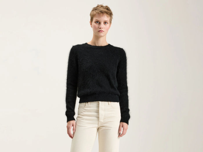 Bellerose Pull Classique En Angora Noir Pour Femmes