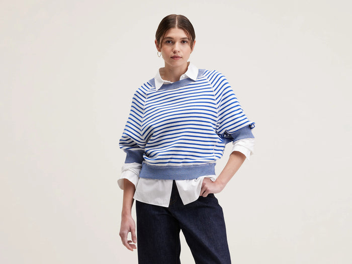 Bellerose Pull Col Rond à Rayures écrues Et Bleues Pour Femmes
