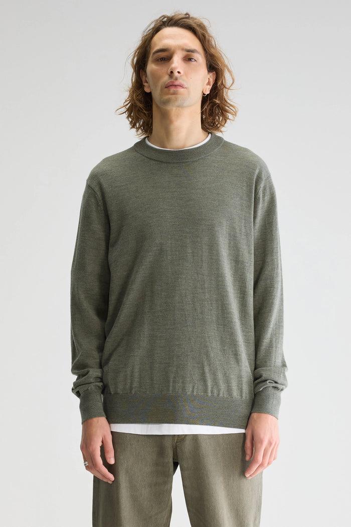 Bellerose Pull Col Rond Bleu-vert En Mérinos Pour Homme