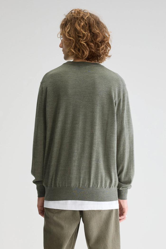 Bellerose Pull Col Rond Bleu-vert En Mérinos Pour Homme