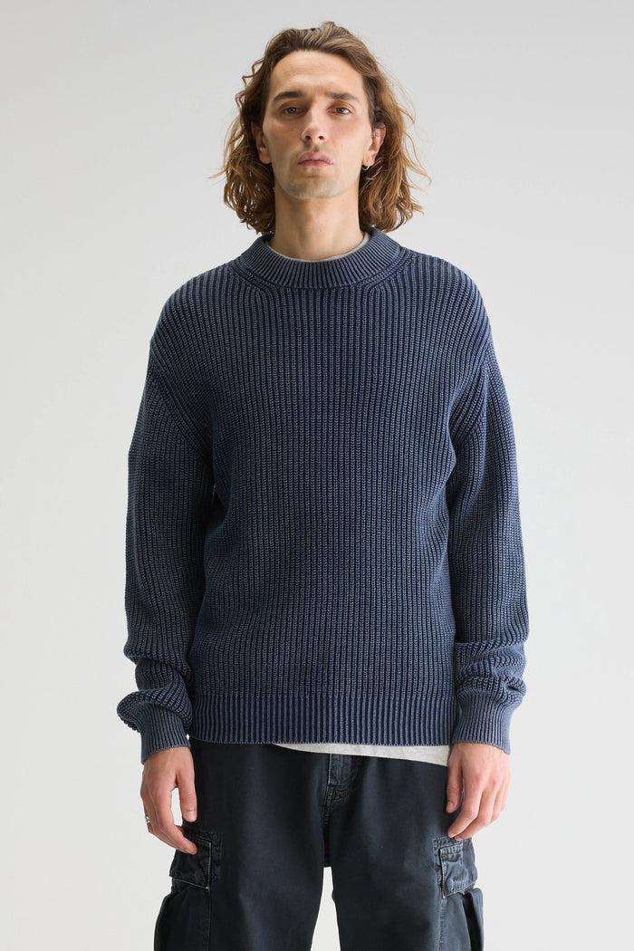 Bellerose Pull Col Rond En Maille Bleu Foncé Pour Homme