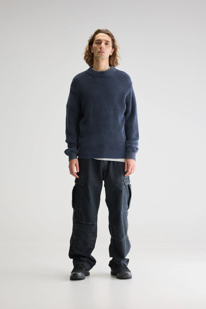 Bellerose Pull Col Rond En Maille Bleu Foncé Pour Homme