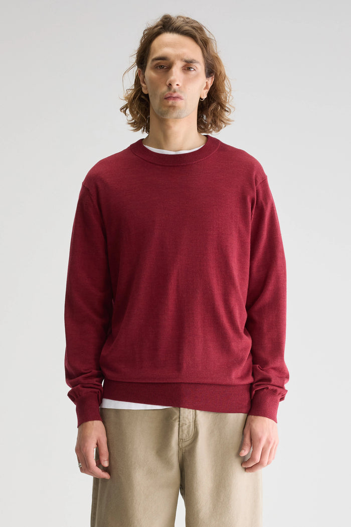 Bellerose Pull Col Rond Rouge En Mérinos Pour Homme