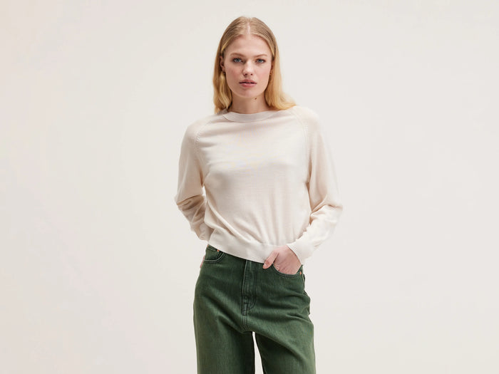 Bellerose Pull en laine mérinos blanche pour femmes