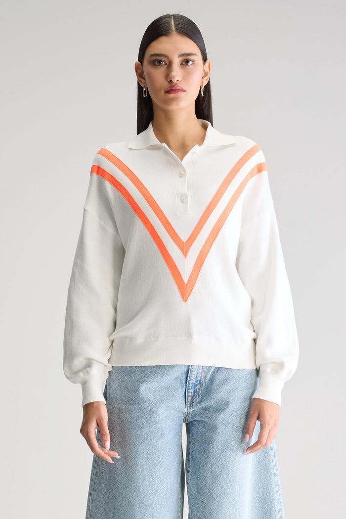 Bellerose Pull Oversize Blanc À Col Polo Pour Femmes