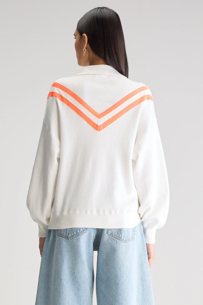 Bellerose Pull Oversize Blanc À Col Polo Pour Femmes